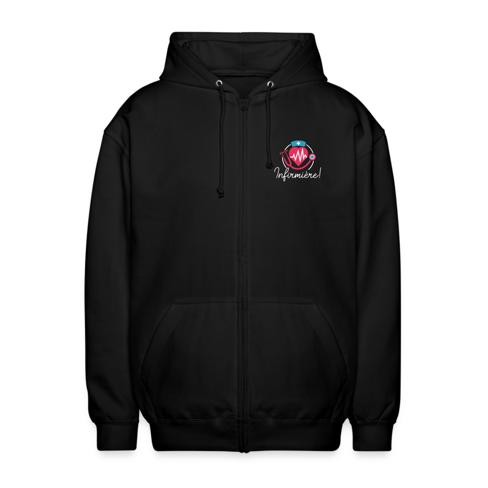 Veste à capuche unisexe logo infirmière - noir