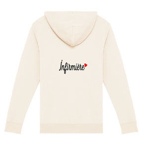 Sweat à cappuche zippé infirmière coeur 