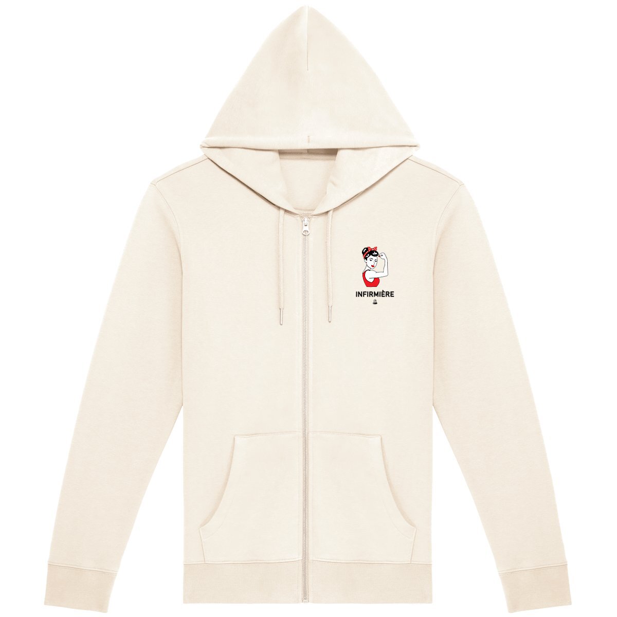 Sweat à cappuche zippé infirmière warrior beige